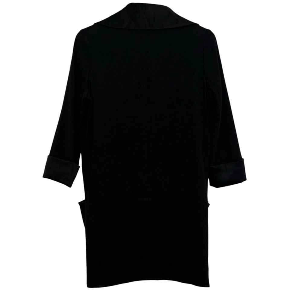 Aritzia Wilfred Chevalier Blazer Black Satin Collar Size 4 Open Front Crepe - Picture 9 of 11